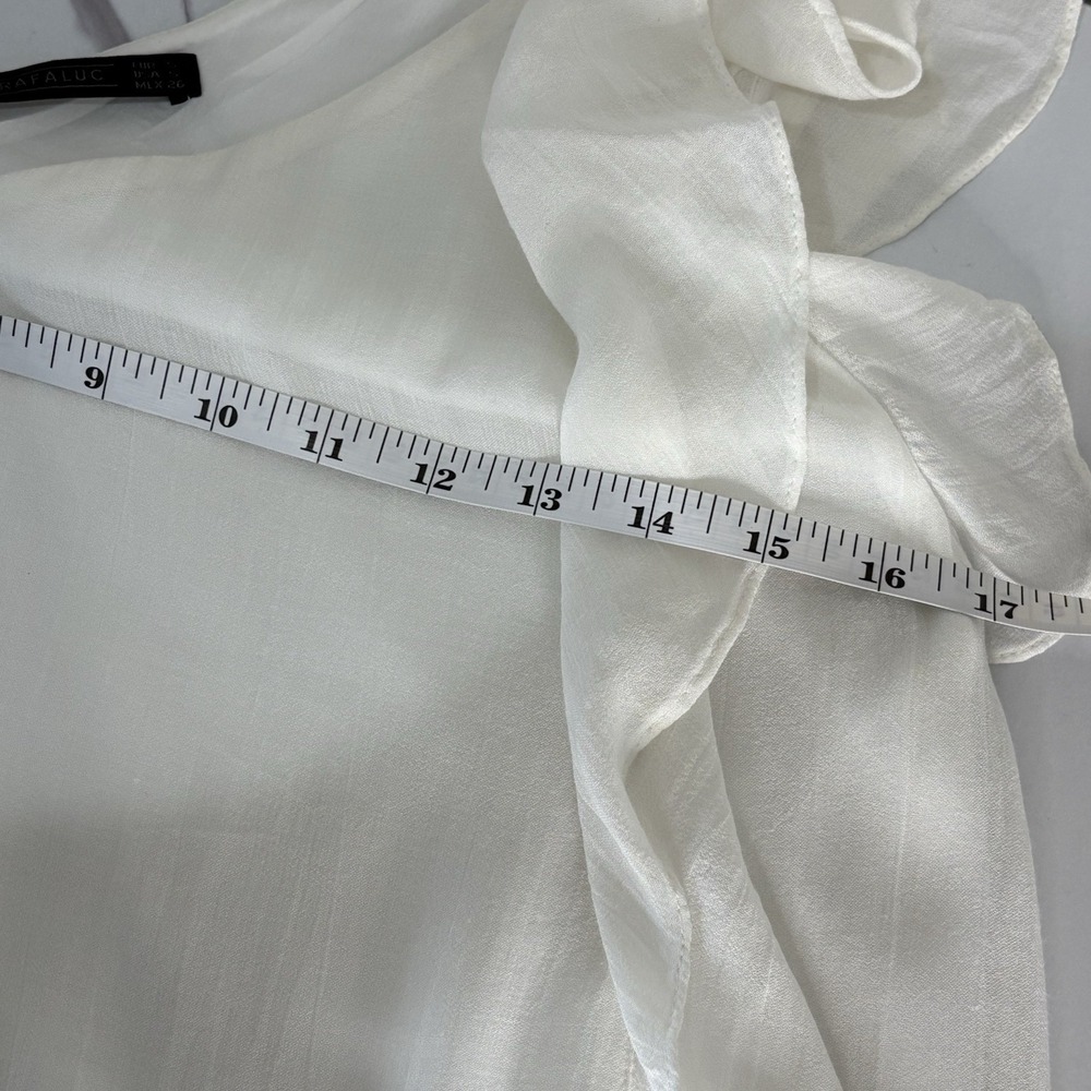 Zara Trafaluc Ivory One Shoulder Tiered Asymmetrical Metal Embellishment Dress S - Picture 12 of 12